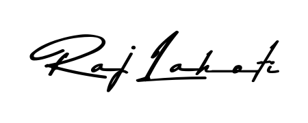 Enhance your business communications with Raj Lahoti signature in Asem Kandis PERSONAL USE lettering. Clean, modern, and universally compatible. Raj Lahoti signature style 9 images and pictures png
