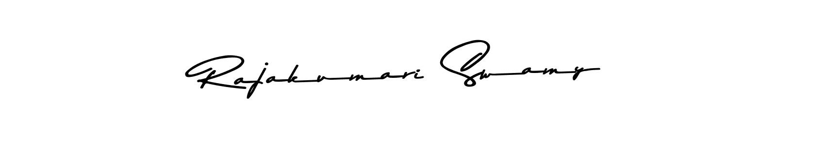 How to make Rajakumari  Swamy name signature. Use Asem Kandis PERSONAL USE style for creating short signs online. This is the latest handwritten sign. Rajakumari  Swamy signature style 9 images and pictures png