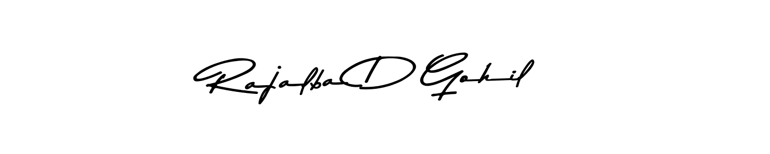 Also You can easily find your signature by using the search form. We will create Rajalba D Gohil name handwritten signature images for you free of cost using Asem Kandis PERSONAL USE sign style. Rajalba D Gohil signature style 9 images and pictures png