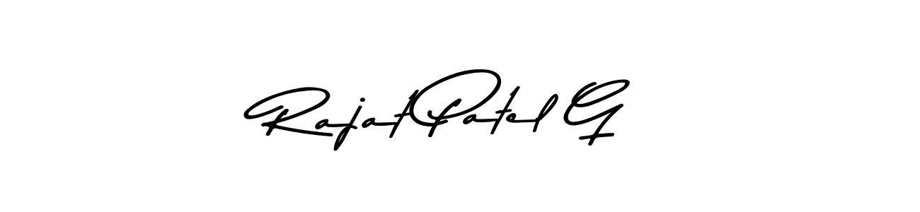 This is the best signature style for the Rajat Patel G name. Also you like these signature font (Asem Kandis PERSONAL USE). Mix name signature. Rajat Patel G signature style 9 images and pictures png