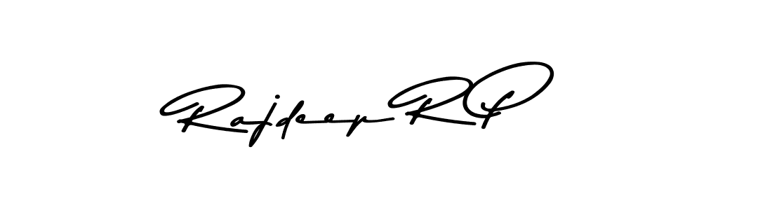 How to make Rajdeep R P name signature. Use Asem Kandis PERSONAL USE style for creating short signs online. This is the latest handwritten sign. Rajdeep R P signature style 9 images and pictures png