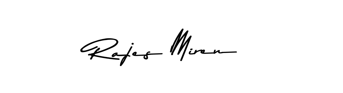 How to make Rajes Miren name signature. Use Asem Kandis PERSONAL USE style for creating short signs online. This is the latest handwritten sign. Rajes Miren signature style 9 images and pictures png