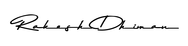 How to make Rakesh Dhiman name signature. Use Asem Kandis PERSONAL USE style for creating short signs online. This is the latest handwritten sign. Rakesh Dhiman signature style 9 images and pictures png