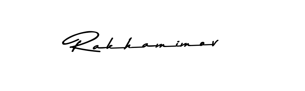 How to make Rakhamimov name signature. Use Asem Kandis PERSONAL USE style for creating short signs online. This is the latest handwritten sign. Rakhamimov signature style 9 images and pictures png