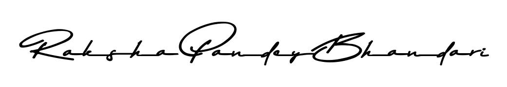 The Asem Kandis PERSONAL USE font gives name Raksha Pandey Bhandari a signature that looks effortless yet distinguished. Download high-res PNG instantly. Raksha Pandey Bhandari signature style 9 images and pictures png