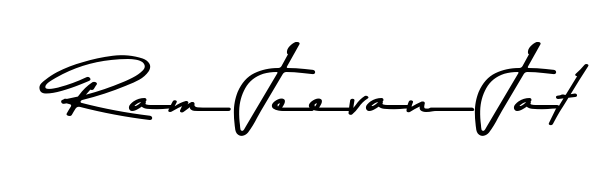 The best way (Asem Kandis PERSONAL USE) to make a short signature is to pick only two or three words in your name. For converting this name Ram Jeevan Jat. Ram Jeevan Jat signature style 9 images and pictures png
