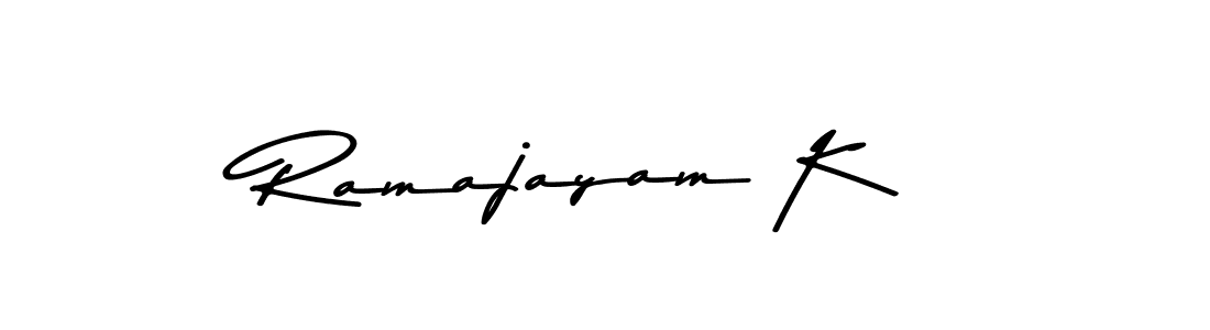 Design your own signature with our free online signature maker. With this signature software, you can create a handwritten (Asem Kandis PERSONAL USE) signature for name Ramajayam K. Ramajayam K signature style 9 images and pictures png