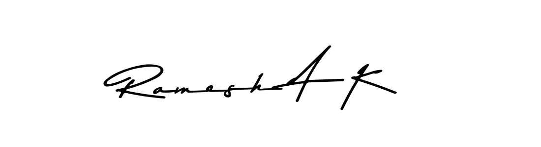 The best way (Asem Kandis PERSONAL USE) to make a short signature is to pick only two or three words in your name. The name Ramesh A  K include a total of six letters. For converting this name. Ramesh A  K signature style 9 images and pictures png