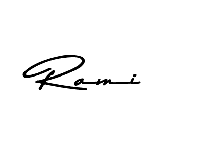 How to make Rami name signature. Use Asem Kandis PERSONAL USE style for creating short signs online. This is the latest handwritten sign. Rami signature style 9 images and pictures png