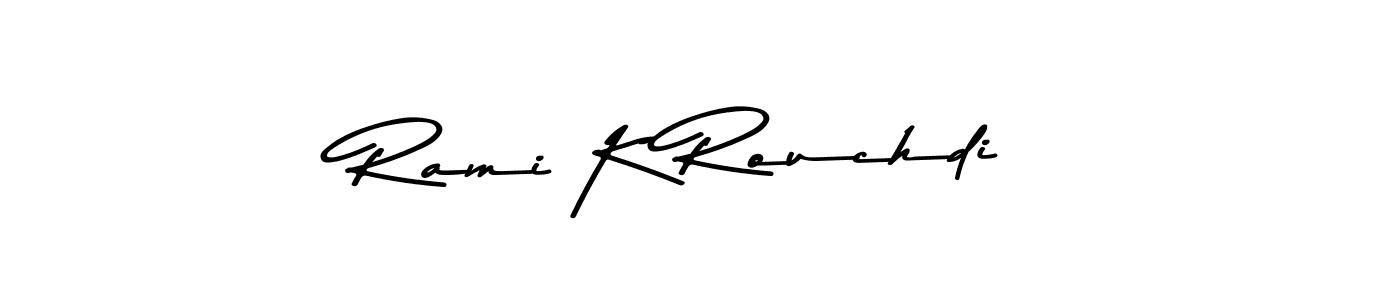 How to make Rami K Rouchdi name signature. Use Asem Kandis PERSONAL USE style for creating short signs online. This is the latest handwritten sign. Rami K Rouchdi signature style 9 images and pictures png