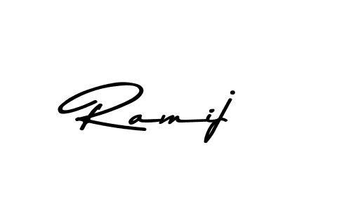 Create a beautiful signature design for name Ramij. With this signature (Asem Kandis PERSONAL USE) fonts, you can make a handwritten signature for free. Ramij signature style 9 images and pictures png