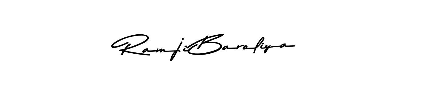 Make a beautiful signature design for name Ramji Baroliya. With this signature (Asem Kandis PERSONAL USE) style, you can create a handwritten signature for free. Ramji Baroliya signature style 9 images and pictures png