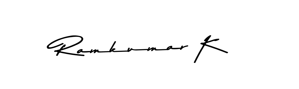 How to make Ramkumar K name signature. Use Asem Kandis PERSONAL USE style for creating short signs online. This is the latest handwritten sign. Ramkumar K signature style 9 images and pictures png