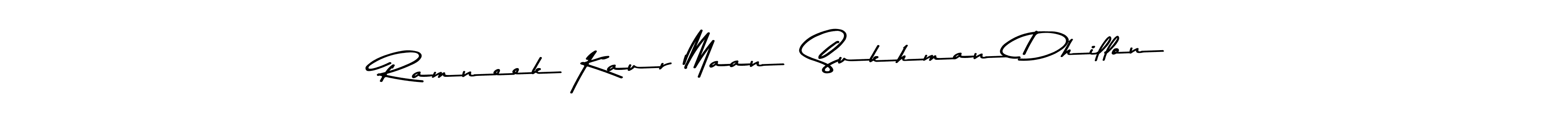 The best way (Asem Kandis PERSONAL USE) to make a short signature is to pick only two or three words in your name. The name Ramneek Kaur Maan  Sukhman Dhillon include a total of six letters. For converting this name. Ramneek Kaur Maan  Sukhman Dhillon signature style 9 images and pictures png