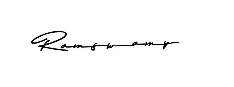 How to make Ramswamy name signature. Use Asem Kandis PERSONAL USE style for creating short signs online. This is the latest handwritten sign. Ramswamy signature style 9 images and pictures png