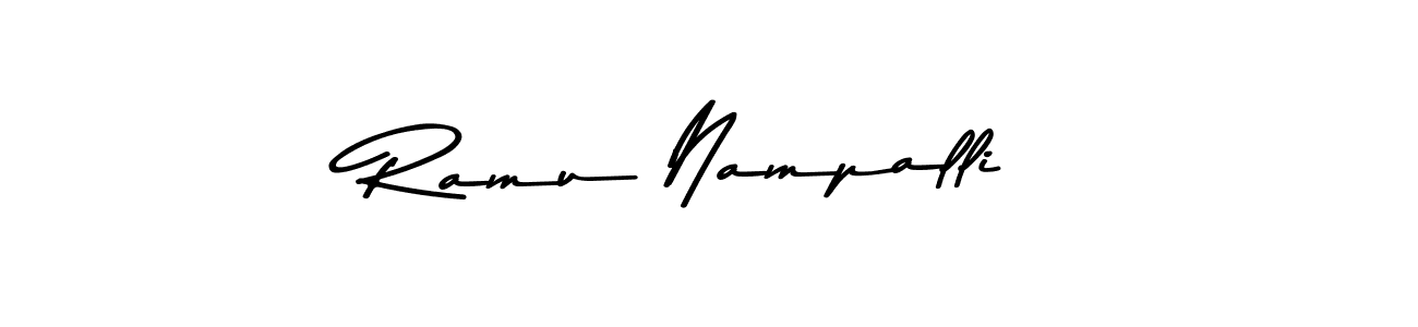 How to make Ramu Nampalli name signature. Use Asem Kandis PERSONAL USE style for creating short signs online. This is the latest handwritten sign. Ramu Nampalli signature style 9 images and pictures png