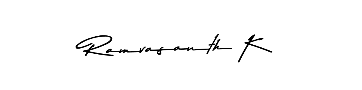 The best way (Asem Kandis PERSONAL USE) to make a short signature is to pick only two or three words in your name. The name Ramvasanth K include a total of six letters. For converting this name. Ramvasanth K signature style 9 images and pictures png