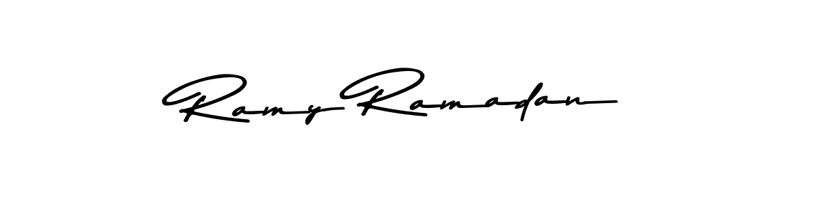 How to make Ramy Ramadan name signature. Use Asem Kandis PERSONAL USE style for creating short signs online. This is the latest handwritten sign. Ramy Ramadan signature style 9 images and pictures png