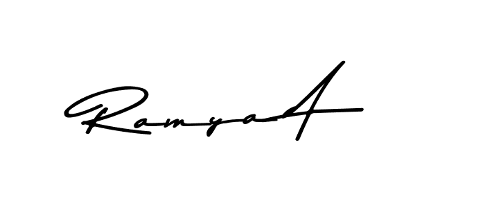 Make a beautiful signature design for name Ramya A. With this signature (Asem Kandis PERSONAL USE) style, you can create a handwritten signature for free. Ramya A signature style 9 images and pictures png