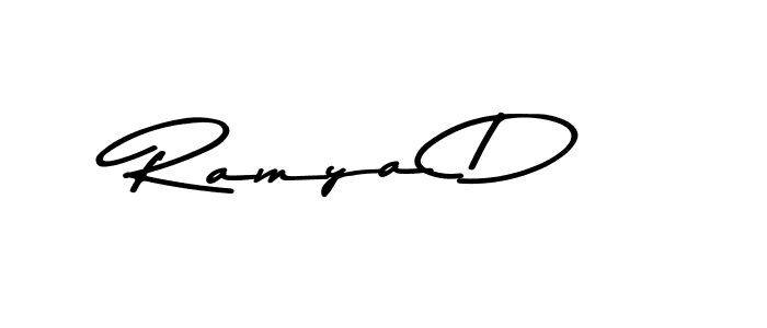 How to make Ramya D name signature. Use Asem Kandis PERSONAL USE style for creating short signs online. This is the latest handwritten sign. Ramya D signature style 9 images and pictures png