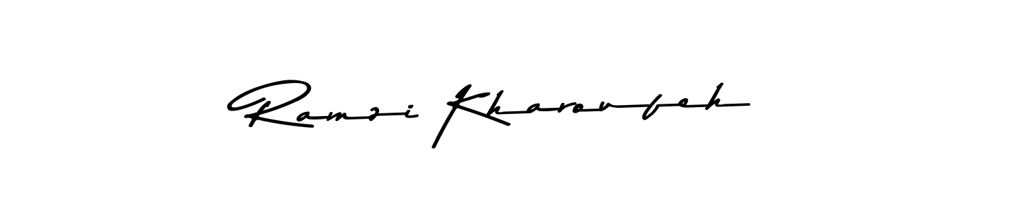 You should practise on your own different ways (Asem Kandis PERSONAL USE) to write your name (Ramzi Kharoufeh) in signature. don't let someone else do it for you. Ramzi Kharoufeh signature style 9 images and pictures png