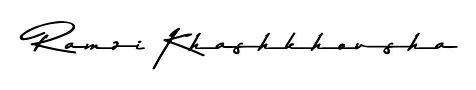 Upgrade your professional image with Ramzi Khashkhousha signature created with Asem Kandis PERSONAL USE font. Fast, free, and watermark-free download. Ramzi Khashkhousha signature style 9 images and pictures png