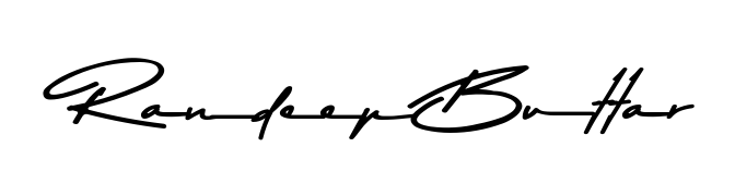 A stylish, flowing autograph style designed for name Randeep Buttar using Asem Kandis PERSONAL USE typography. Perfect for digital creative projects. Randeep Buttar signature style 9 images and pictures png