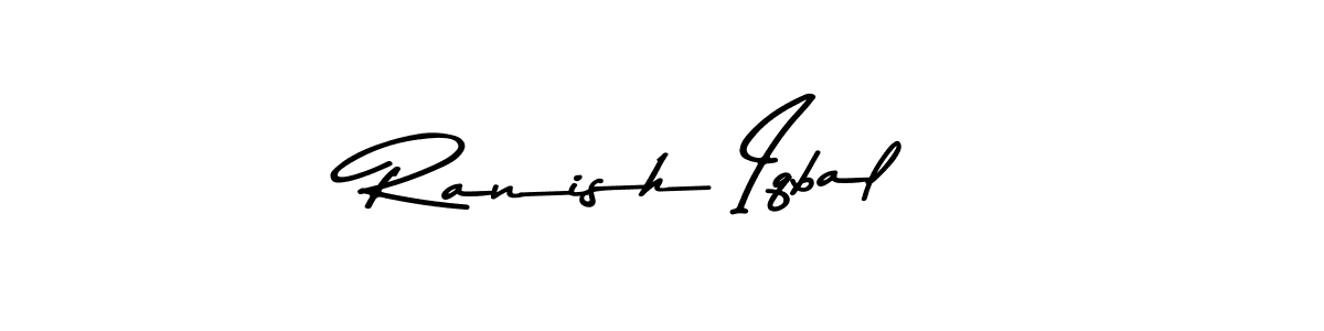 Create a beautiful signature design for name Ranish Iqbal. With this signature (Asem Kandis PERSONAL USE) fonts, you can make a handwritten signature for free. Ranish Iqbal signature style 9 images and pictures png