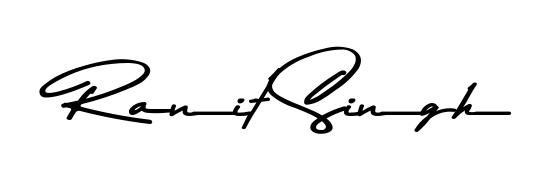 A stylish, flowing autograph style designed for name Ranit Singh using Asem Kandis PERSONAL USE typography. Perfect for digital creative projects. Ranit Singh signature style 9 images and pictures png