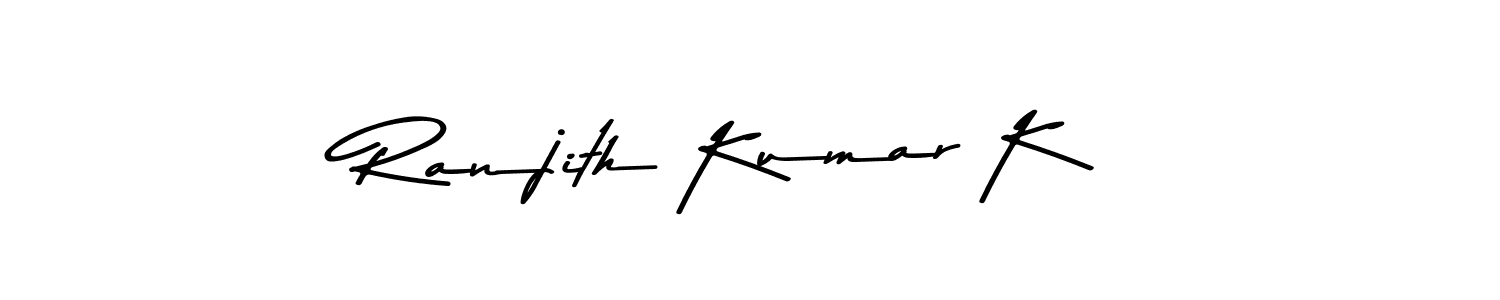 How to make Ranjith Kumar K name signature. Use Asem Kandis PERSONAL USE style for creating short signs online. This is the latest handwritten sign. Ranjith Kumar K signature style 9 images and pictures png