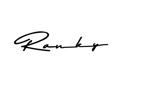 Make a beautiful signature design for name Ranky. With this signature (Asem Kandis PERSONAL USE) style, you can create a handwritten signature for free. Ranky signature style 9 images and pictures png