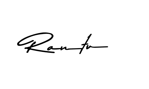 How to make Rantu name signature. Use Asem Kandis PERSONAL USE style for creating short signs online. This is the latest handwritten sign. Rantu signature style 9 images and pictures png