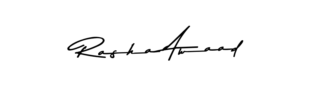 How to make Rasha Awaad name signature. Use Asem Kandis PERSONAL USE style for creating short signs online. This is the latest handwritten sign. Rasha Awaad signature style 9 images and pictures png