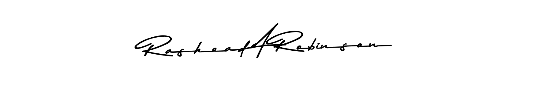 if you are searching for the best signature style for your name Rashead A Robinson. so please give up your signature search. here we have designed multiple signature styles  using Asem Kandis PERSONAL USE. Rashead A Robinson signature style 9 images and pictures png