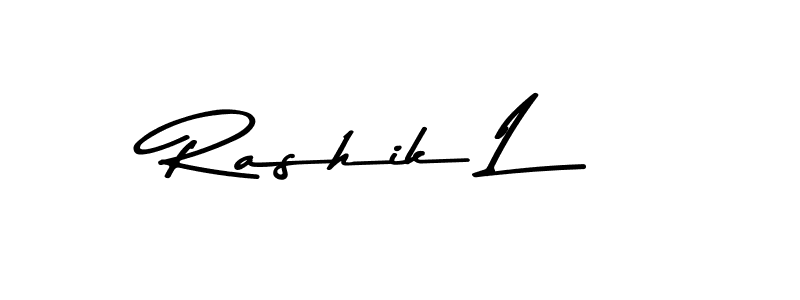 Design your own signature with our free online signature maker. With this signature software, you can create a handwritten (Asem Kandis PERSONAL USE) signature for name Rashik L. Rashik L signature style 9 images and pictures png