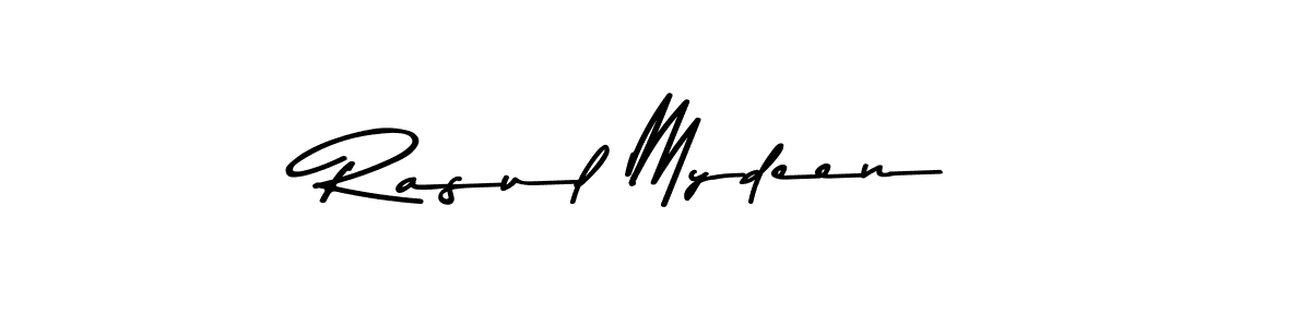 Design your own signature with our free online signature maker. With this signature software, you can create a handwritten (Asem Kandis PERSONAL USE) signature for name Rasul Mydeen. Rasul Mydeen signature style 9 images and pictures png