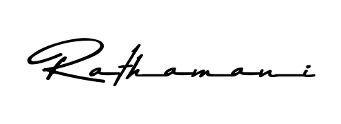 Enhance your business communications with Rathamani signature in Asem Kandis PERSONAL USE lettering. Clean, modern, and universally compatible. Rathamani signature style 9 images and pictures png