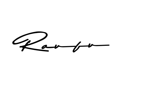 How to make Raufu name signature. Use Asem Kandis PERSONAL USE style for creating short signs online. This is the latest handwritten sign. Raufu signature style 9 images and pictures png