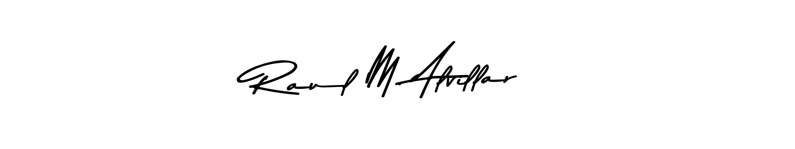 How to make Raul M. Alvillar name signature. Use Asem Kandis PERSONAL USE style for creating short signs online. This is the latest handwritten sign. Raul M. Alvillar signature style 9 images and pictures png