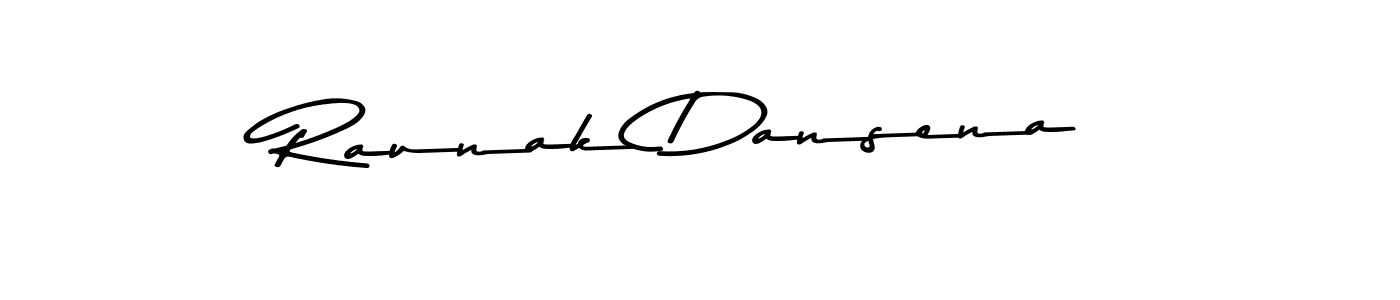 How to make Raunak Dansena name signature. Use Asem Kandis PERSONAL USE style for creating short signs online. This is the latest handwritten sign. Raunak Dansena signature style 9 images and pictures png