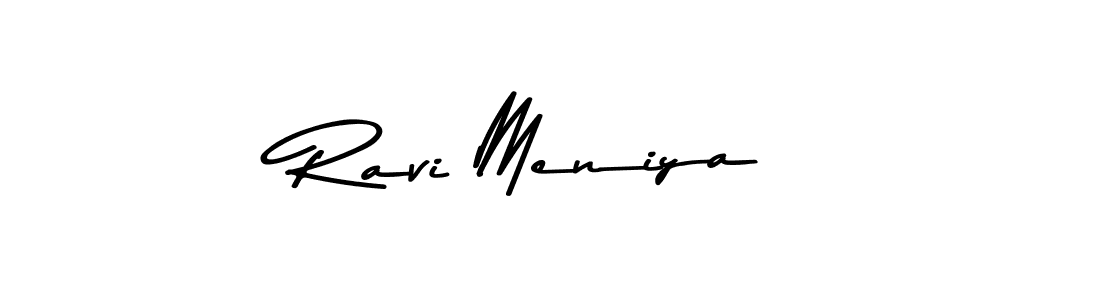 How to make Ravi Meniya name signature. Use Asem Kandis PERSONAL USE style for creating short signs online. This is the latest handwritten sign. Ravi Meniya signature style 9 images and pictures png