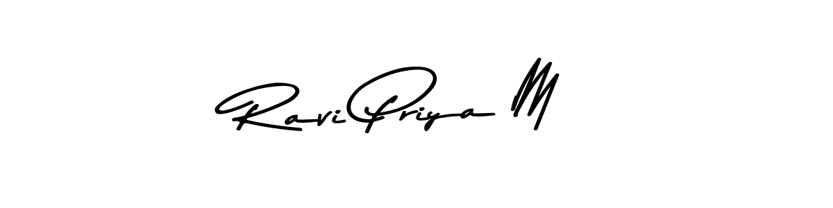 Create a beautiful signature design for name Ravi Priya M. With this signature (Asem Kandis PERSONAL USE) fonts, you can make a handwritten signature for free. Ravi Priya M signature style 9 images and pictures png