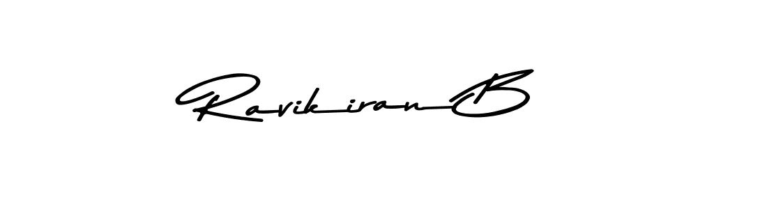 How to make Ravikiran B name signature. Use Asem Kandis PERSONAL USE style for creating short signs online. This is the latest handwritten sign. Ravikiran B signature style 9 images and pictures png