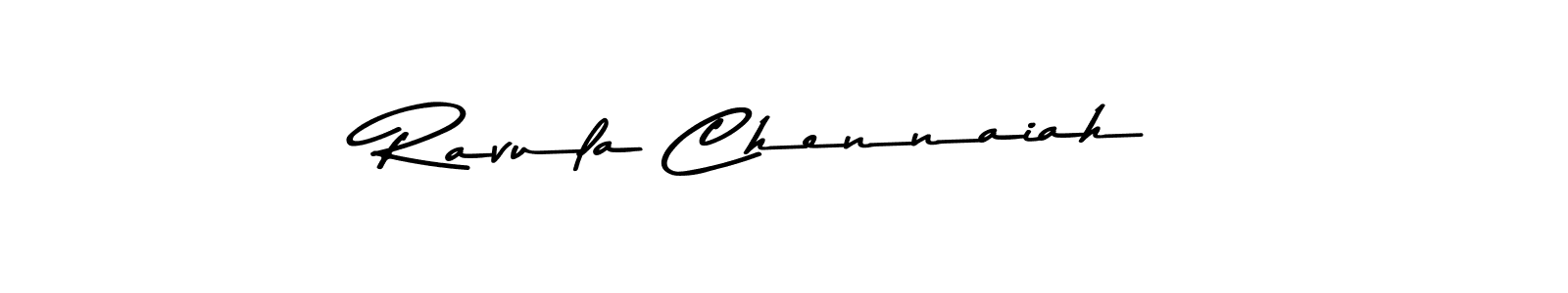 How to make Ravula Chennaiah name signature. Use Asem Kandis PERSONAL USE style for creating short signs online. This is the latest handwritten sign. Ravula Chennaiah signature style 9 images and pictures png