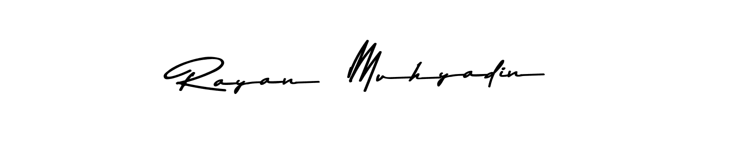 Create a beautiful signature design for name Rayan  Muhyadin. With this signature (Asem Kandis PERSONAL USE) fonts, you can make a handwritten signature for free. Rayan  Muhyadin signature style 9 images and pictures png