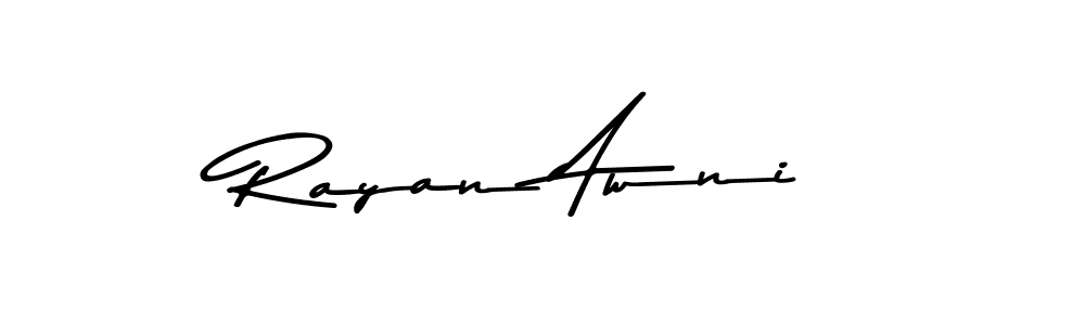 Make a beautiful signature design for name Rayan Awni. With this signature (Asem Kandis PERSONAL USE) style, you can create a handwritten signature for free. Rayan Awni signature style 9 images and pictures png