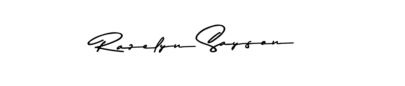 Asem Kandis PERSONAL USE is a professional signature style that is perfect for those who want to add a touch of class to their signature. It is also a great choice for those who want to make their signature more unique. Get Razelyn Sayson name to fancy signature for free. Razelyn Sayson signature style 9 images and pictures png