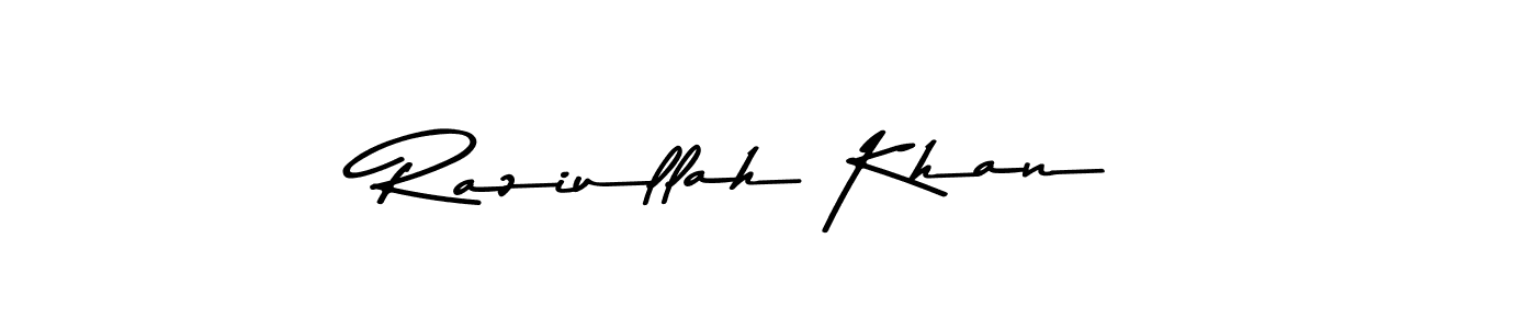 Create a beautiful signature design for name Raziullah Khan. With this signature (Asem Kandis PERSONAL USE) fonts, you can make a handwritten signature for free. Raziullah Khan signature style 9 images and pictures png