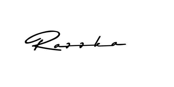 How to make Razzka name signature. Use Asem Kandis PERSONAL USE style for creating short signs online. This is the latest handwritten sign. Razzka signature style 9 images and pictures png