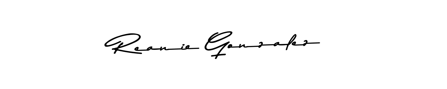 Create a beautiful signature design for name Reanie Gonzalez. With this signature (Asem Kandis PERSONAL USE) fonts, you can make a handwritten signature for free. Reanie Gonzalez signature style 9 images and pictures png